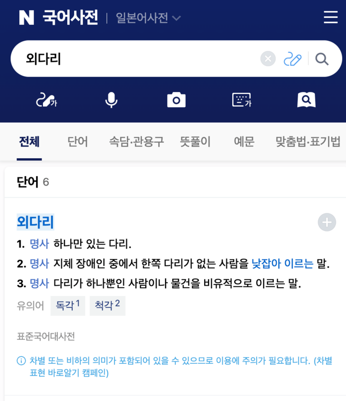 네이버-KISO, 어학사전 내 차별·비하 표제어 안내 문구 적용