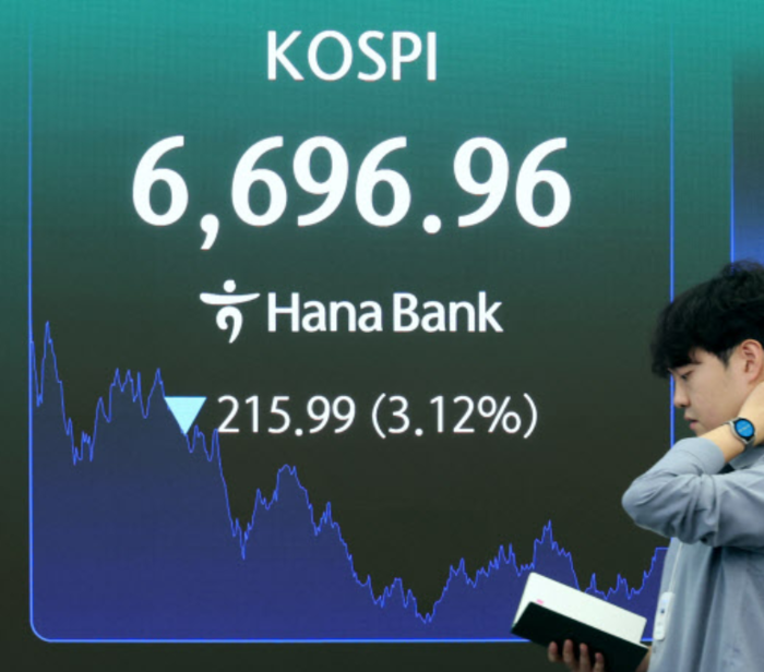 <b>코스피</b>, 삼성전자 <b>급락</b>에 <b>3%</b>대 하락…코스닥은 1%대 반등